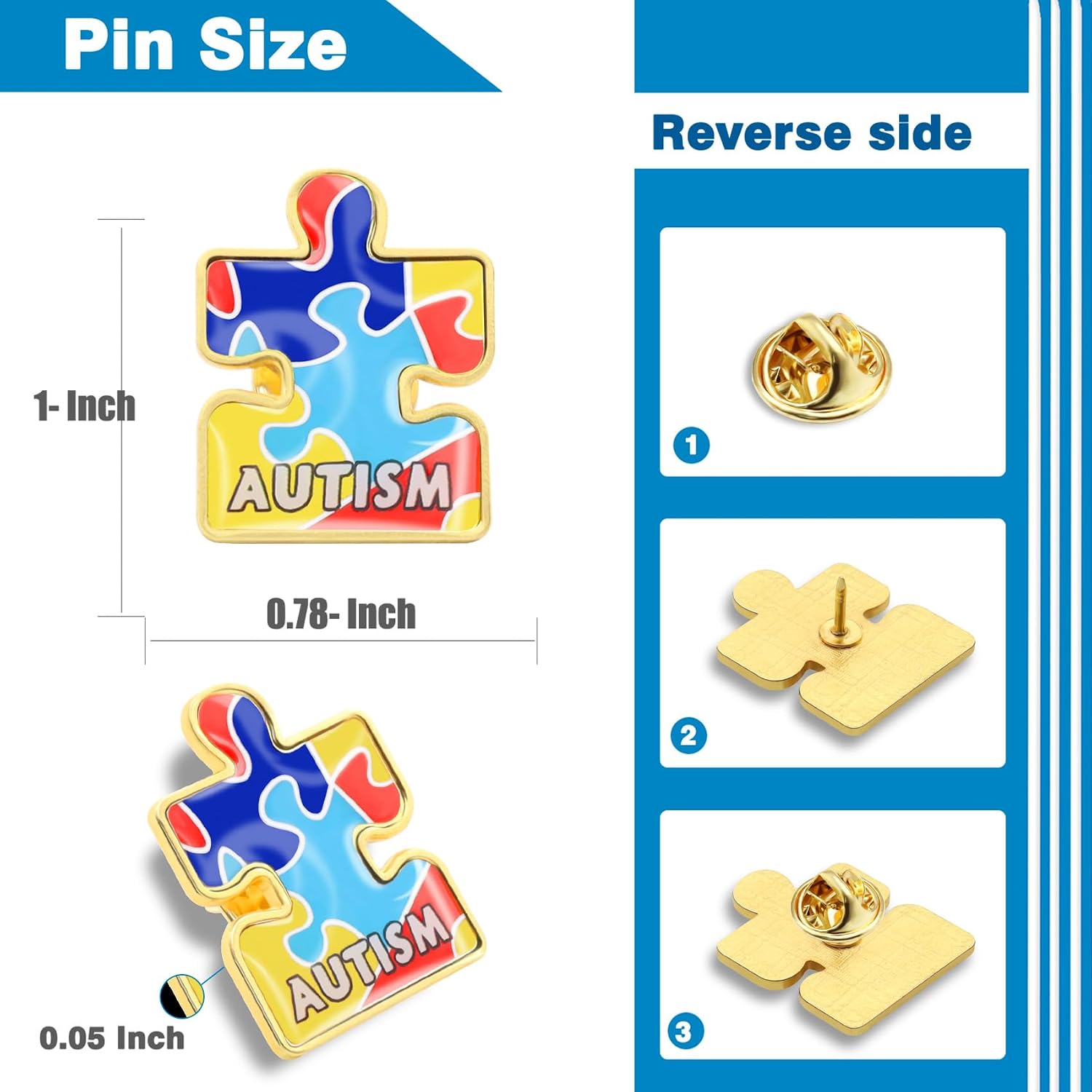12/25/50/100Pcs Autism Awareness Lapel Pins Bulk - Inspiring Symbols of Autism spectrum disorder (ASD) Brooch Badge Autism and Humanity – Every Life Has Value