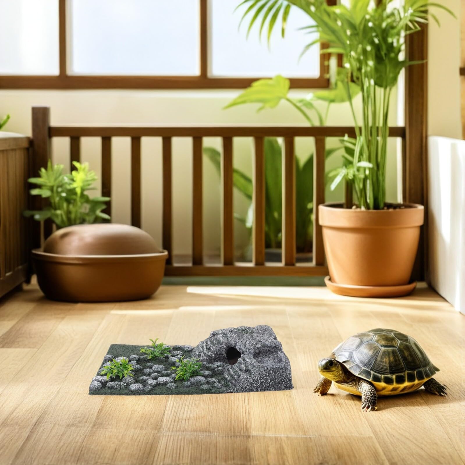 Abaodam Plataforma para Tortugas Acuáticas con Ventosas Isla para Tomar el Sol y Descanso Accesorio para Acuarios y Terrarios de Reptiles Decoración Natural para Tortugas Ranas y Lagartos