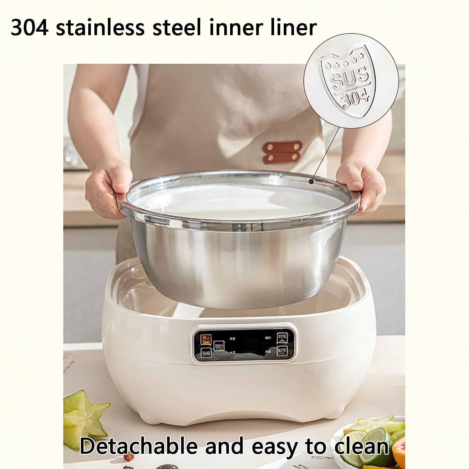 Yogurtiera, Grande capacità da 8 litri, tempi regolabili, facile pulire, for vino di riso fermentato, pasta lievitata e natto(White)