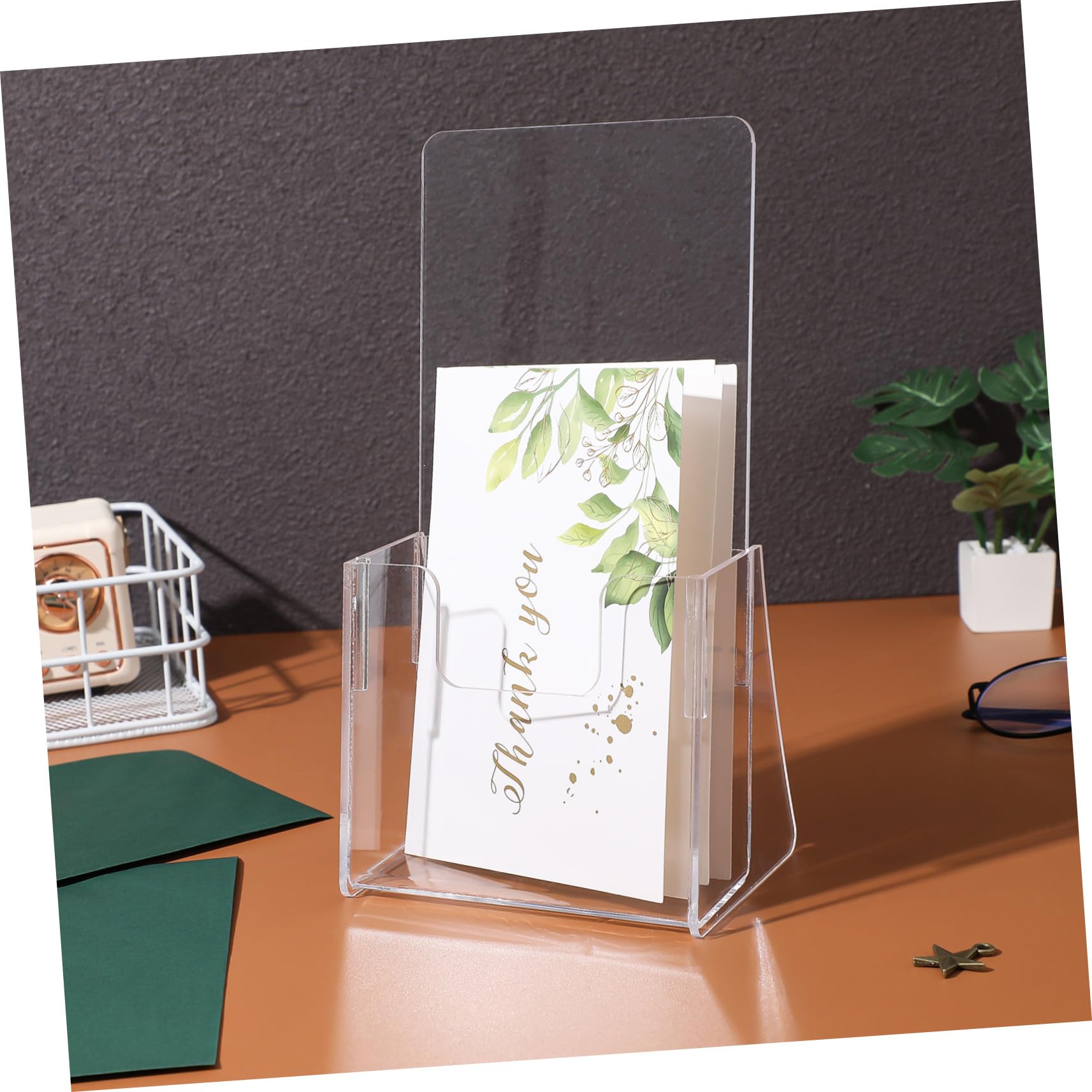 Porte-brochures en Acrylique Transparent Transmission Lumineuse Solide et Robuste Lot de 2 pour Organiser Brochures et Menus Bureau