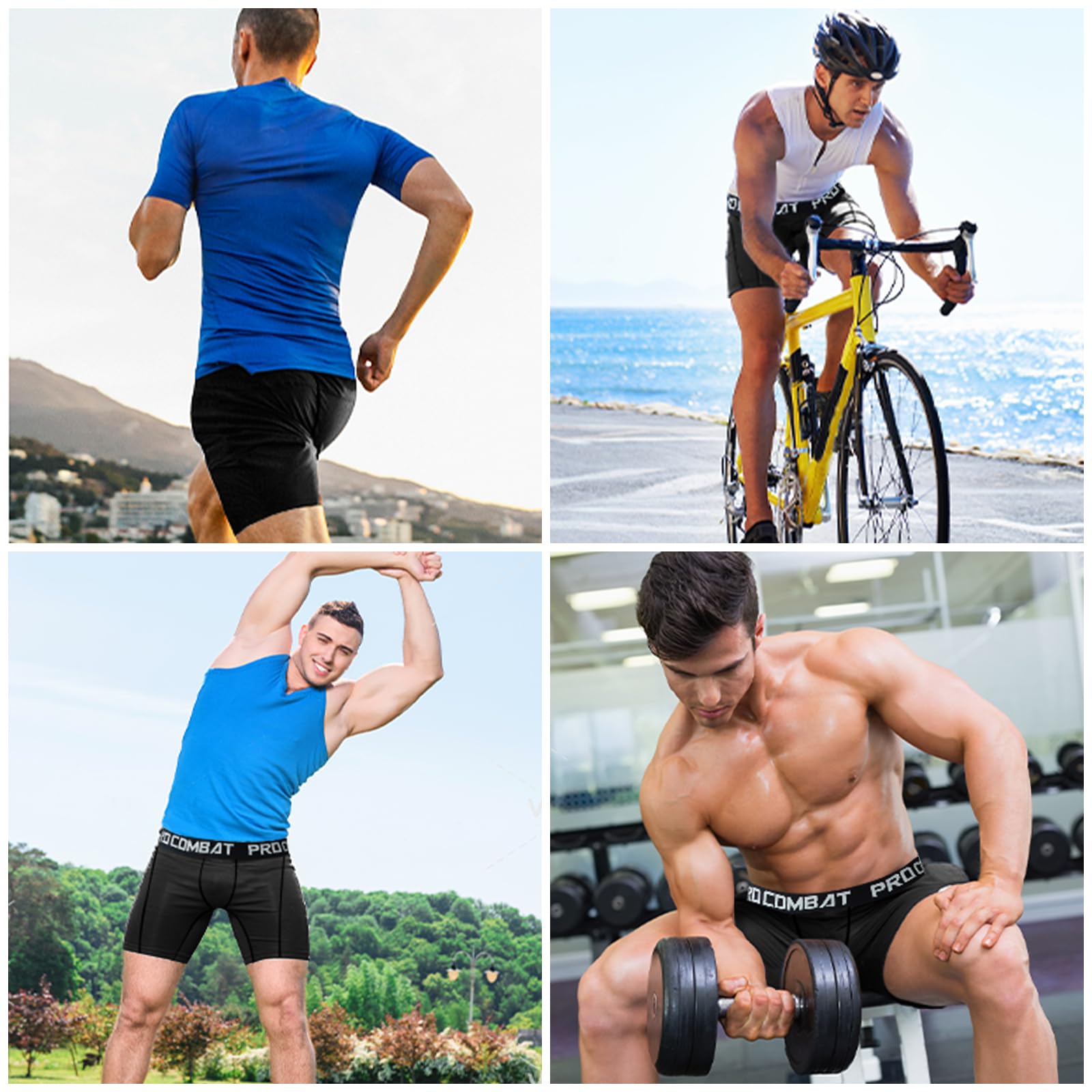 NuCamper Pantaloncini da Ciclismo da Uomo, Pantaloni Corta Compressione, Pantaloncini da Corsa Traspiranti ad Asciugatura Rapida, Sportivi Pantaloncini per Running