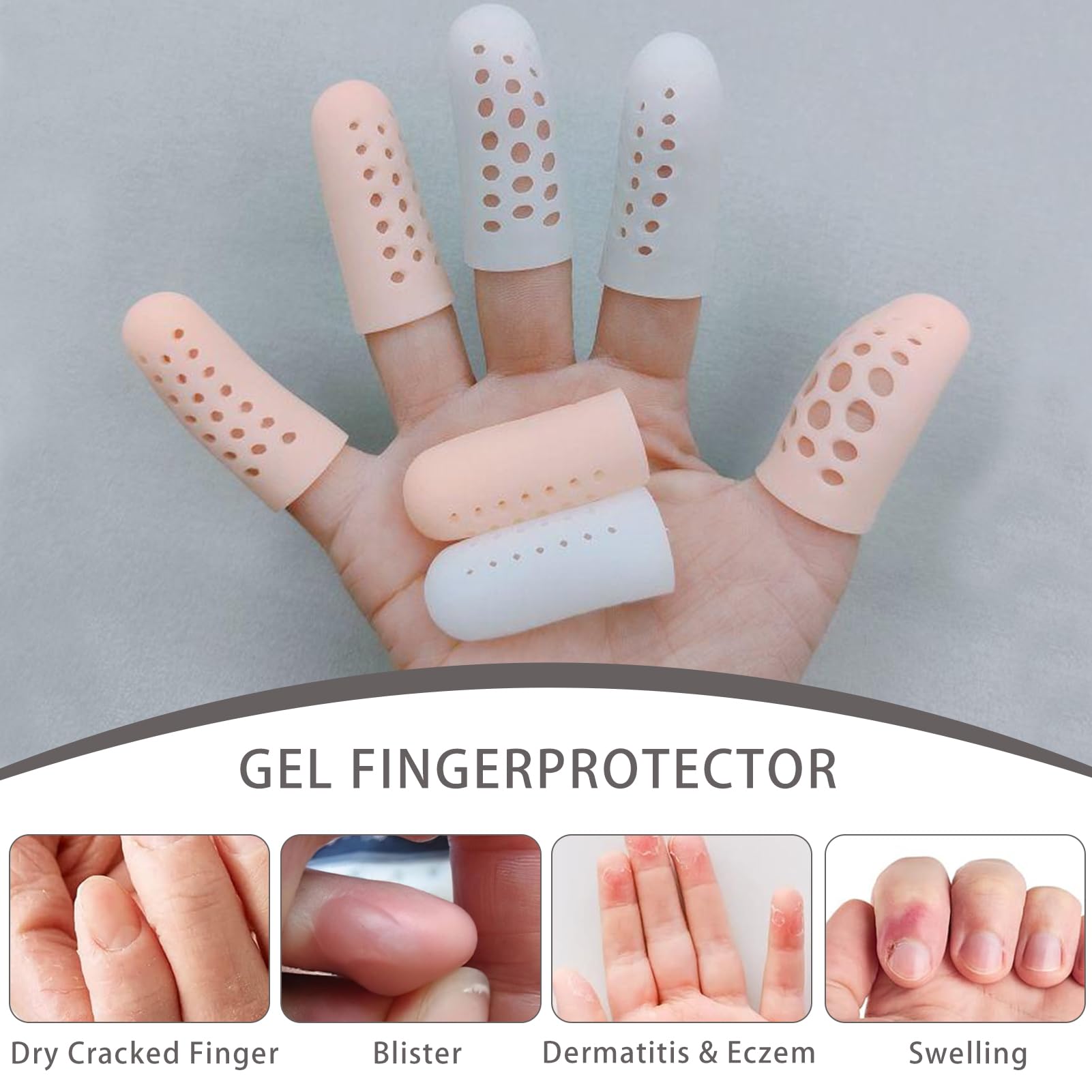 10 Pezzi Protezioni Dita In Gomma - Antiscivolo, Per Lavoro E Casa, 5 Misure E Colori