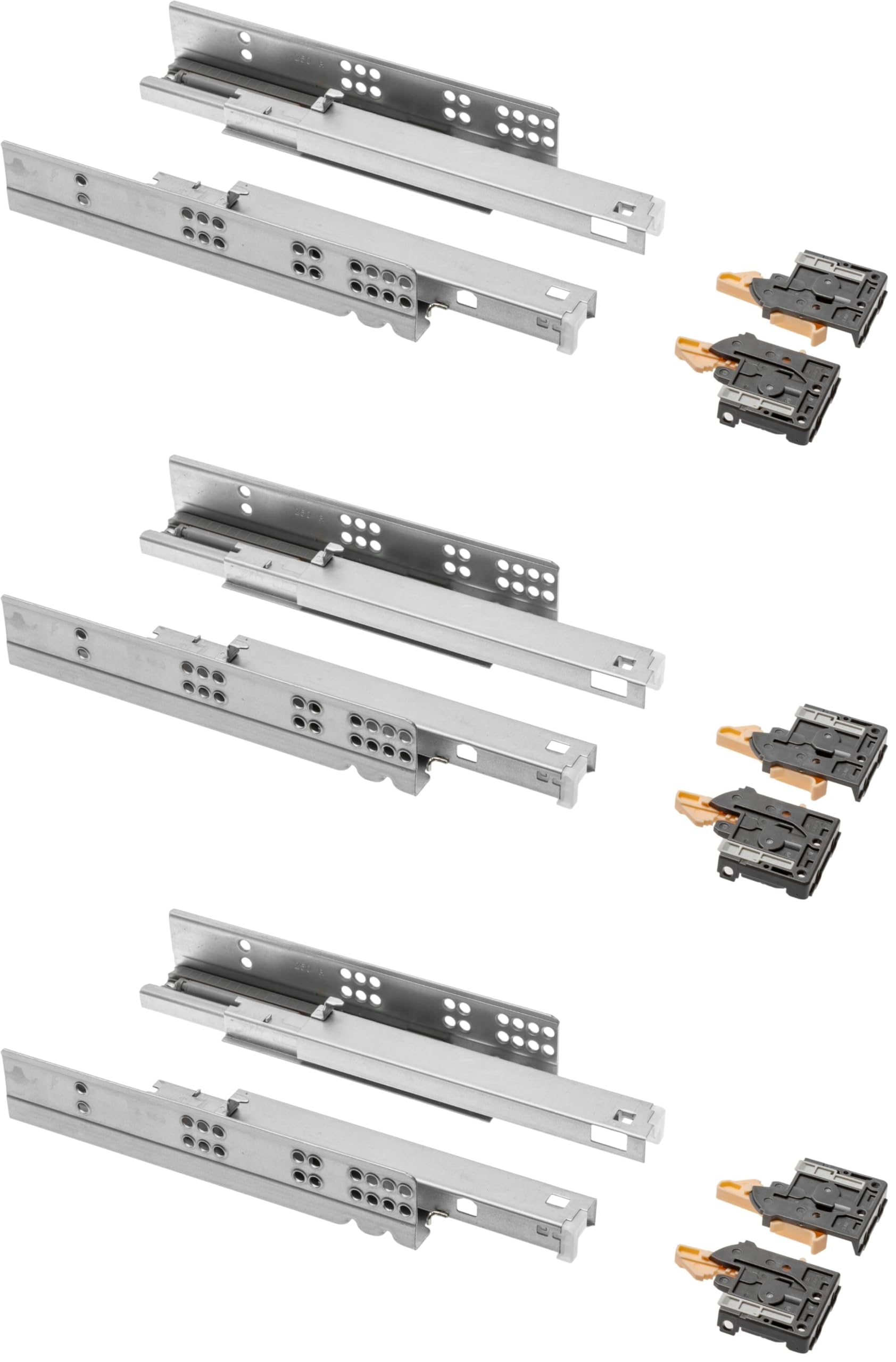 GTV - Glissières pour Tiroirs de Montage Inférieur avec Système de Fermeture Douce et Auto-Fermeture, Glissiere Tiroir Modern Slide, Extension Complète 450 mm, Supporte jusqu'à 35 kg - 2 Paires