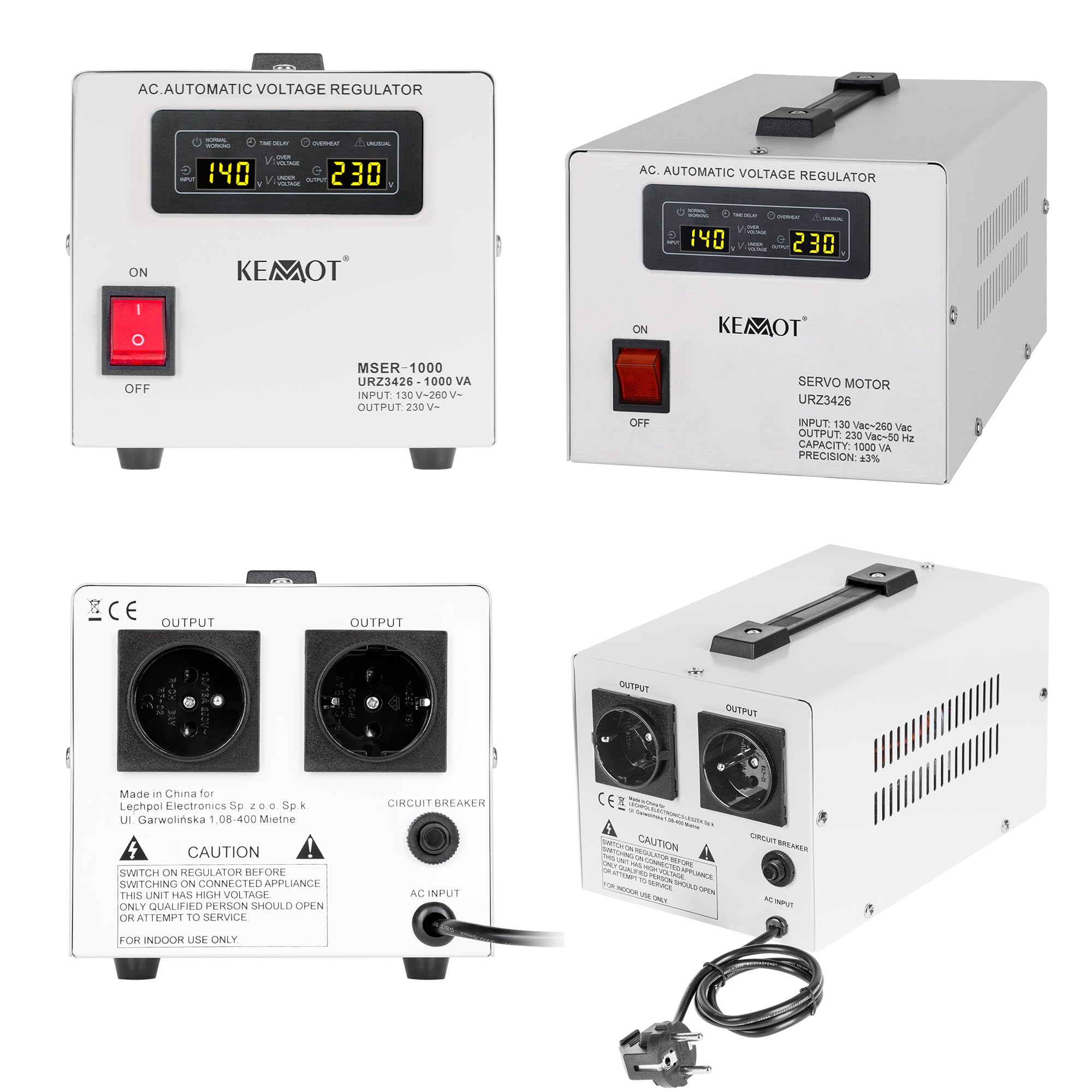 Automatischer Spannungsregler KEMOT MSER-1000 (1000 VA, Servomotor)