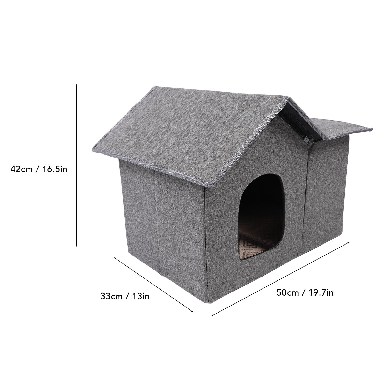Lettiera per Gatti da Interno, Cuccia per Gatti Spaziosa da 50 Cm Resistente Agli Agenti Atmosferici, Cuccia per Cani di Medie Dimensioni con Design Pieghevole e Tenda Adesiva per Porta per
