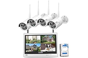 Hiseeu Wireless 4K Security Camera with 12&quot; LCD Monitor and 3TB HDD