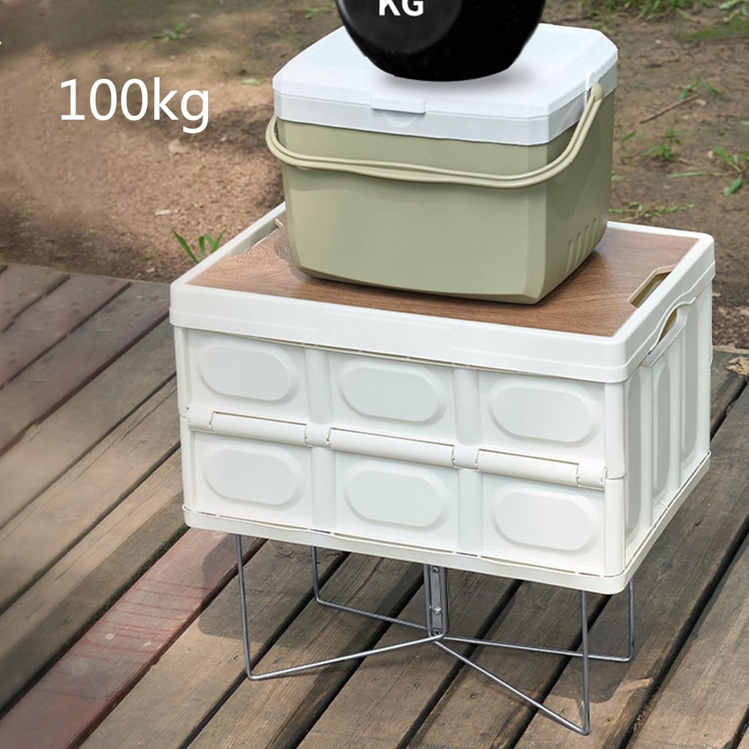 Camping Foldable Metal Stand Storage Box Bracket Foldable Coolers with Carry Bag Outdoor Picnics Accessories Metal Luggage Rack Camping Folding Coolers Box