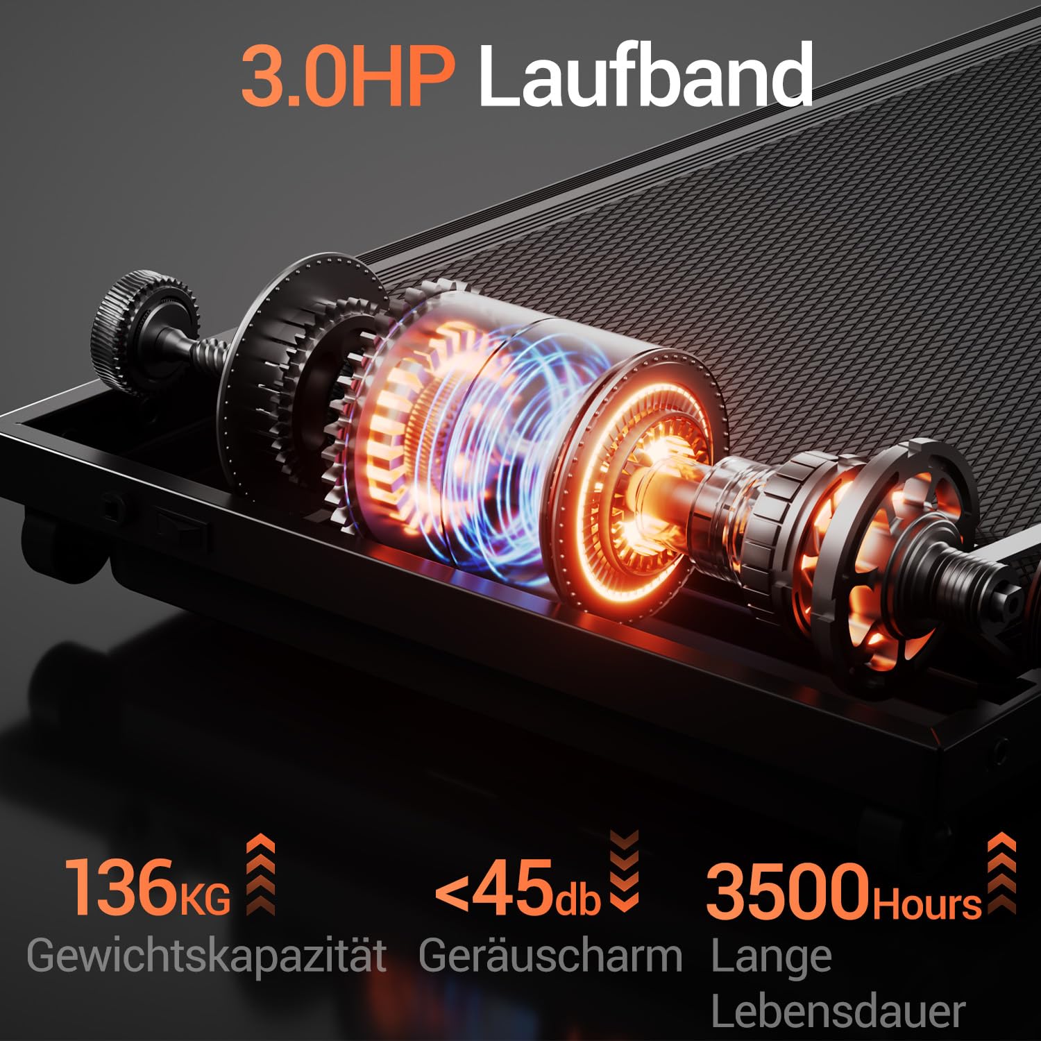 CURSOR Laufband für Zuhause Klappbar mit Steigung 15%, 12KM/H Treadmill for Home, 3.0PS Motor, LED Anzeige, Leiser Betrieb, Stoßdämpfung, Tragkraft 136 kg