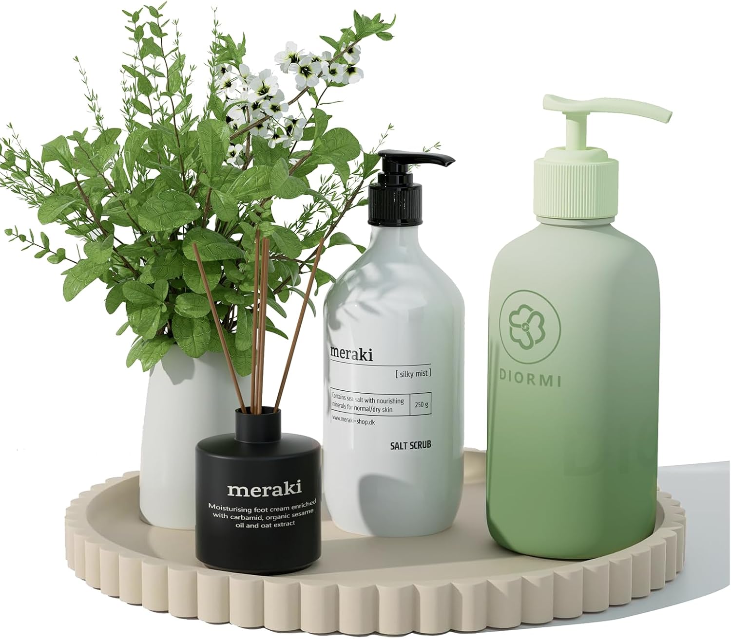 Bandeja de Baño Redonda de Silicona HighHerz 10 Pulgadas, Color Caqui