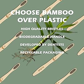 Isshah Biodegradable Eco-Friendly Natural Bamboo Charcoal Toothbrushes, FSC Certified and PETA Approved - 12 Count