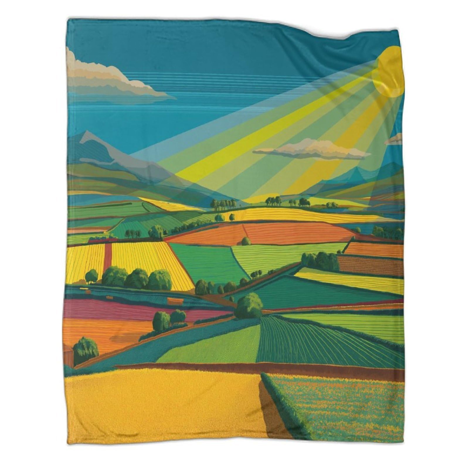kaiyun Vector Image of Sun-drenched Irish Fields Blanket - Versatile Warm Bedding Soft And Comfortable Travel Bed Throws And Patchwork Quilts 50x60inch(127x152cm)