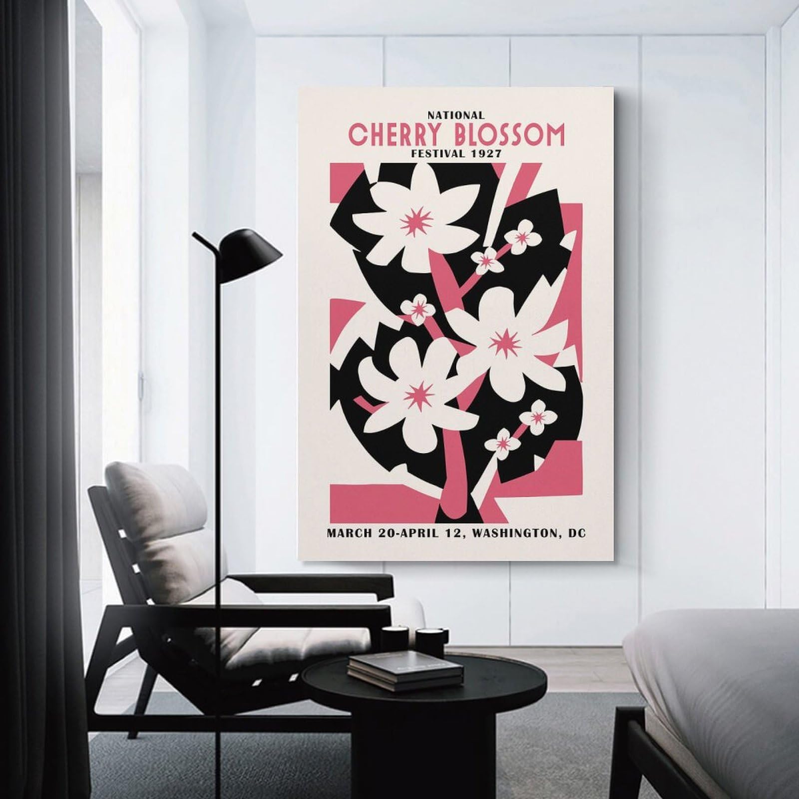 Junmoney Cherry Blossom Festival Wall Decor Canvas Print, 24x36inch(60x90cm), for Living Room, Bedroom Or Home Office, Home Decor Gift with Stylish Appeal