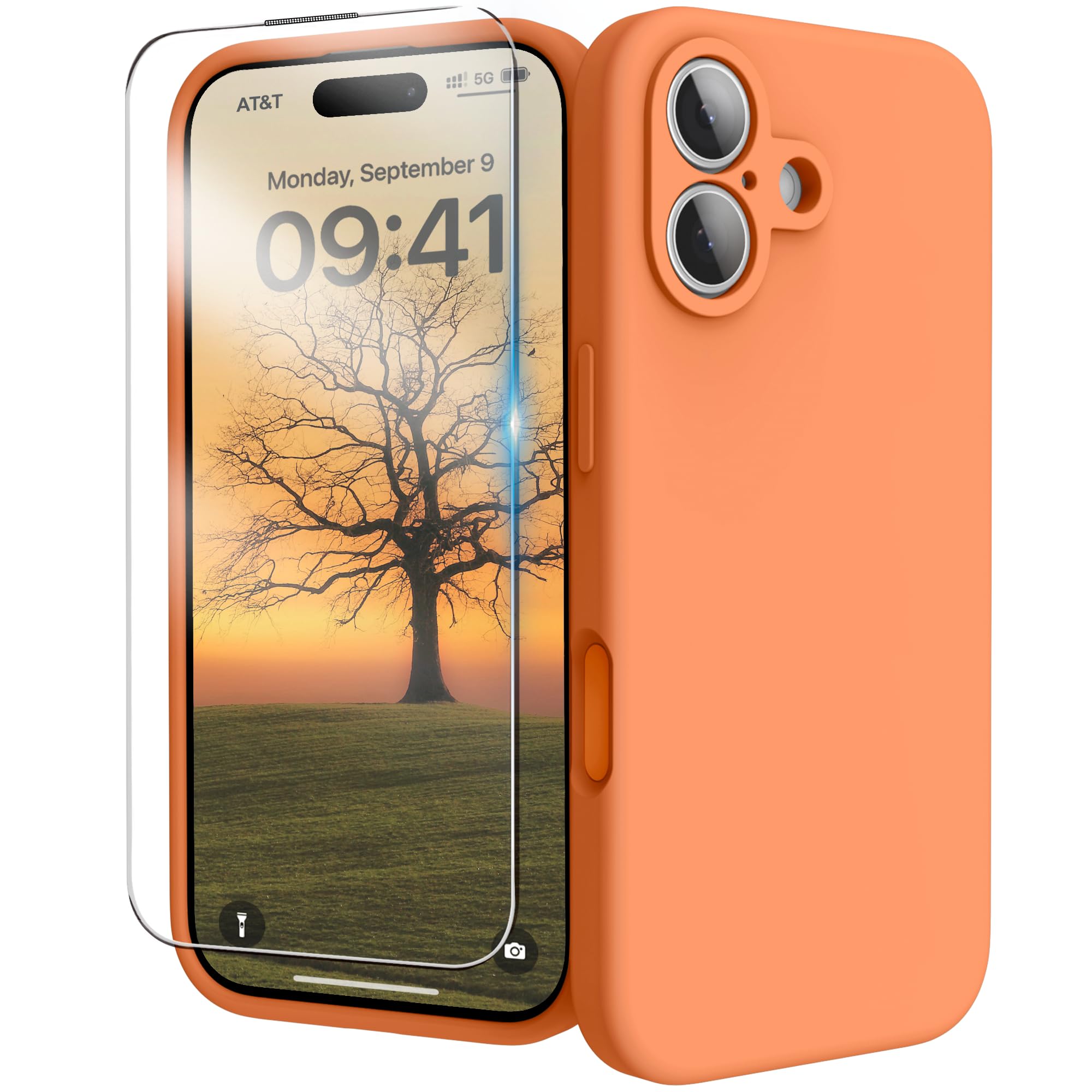 INGIDO für iPhone 17 Hülle 6,3 Zoll, Liquid Silikon Hülle Upgraded Kameraschutz Soft Mikrofaserfutter Handyhülle Schutz Case, Orange