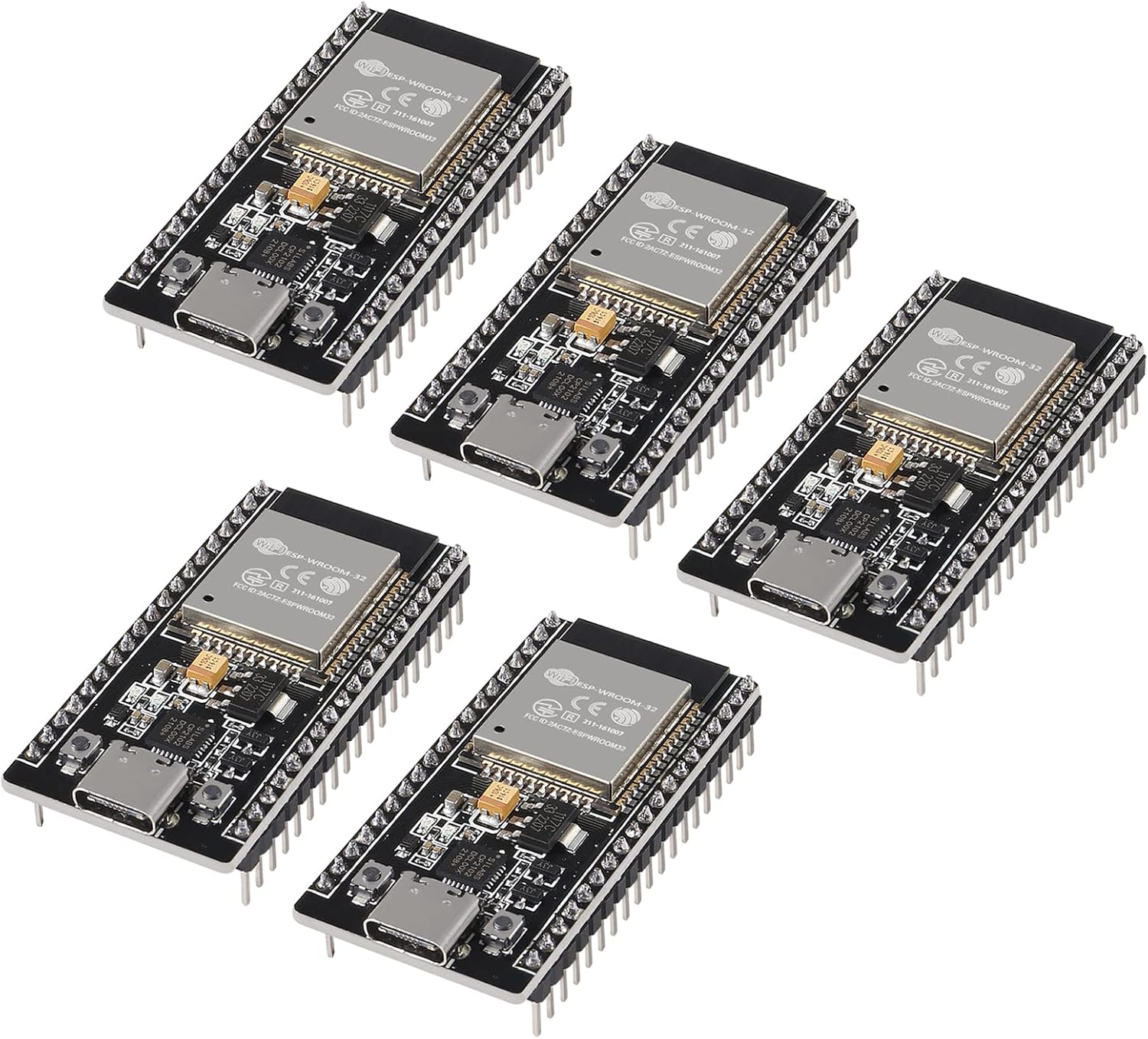 AITRIP 5PCS 38Pins Type-C USB ESP32S ESP32 ESP-WROOM-32 CP2102 Development Board 2.4GHz Dual-Core WiFi +Bluetooth 2 Function Microcontroller for Arduino(5PCS esp32 USB-C)