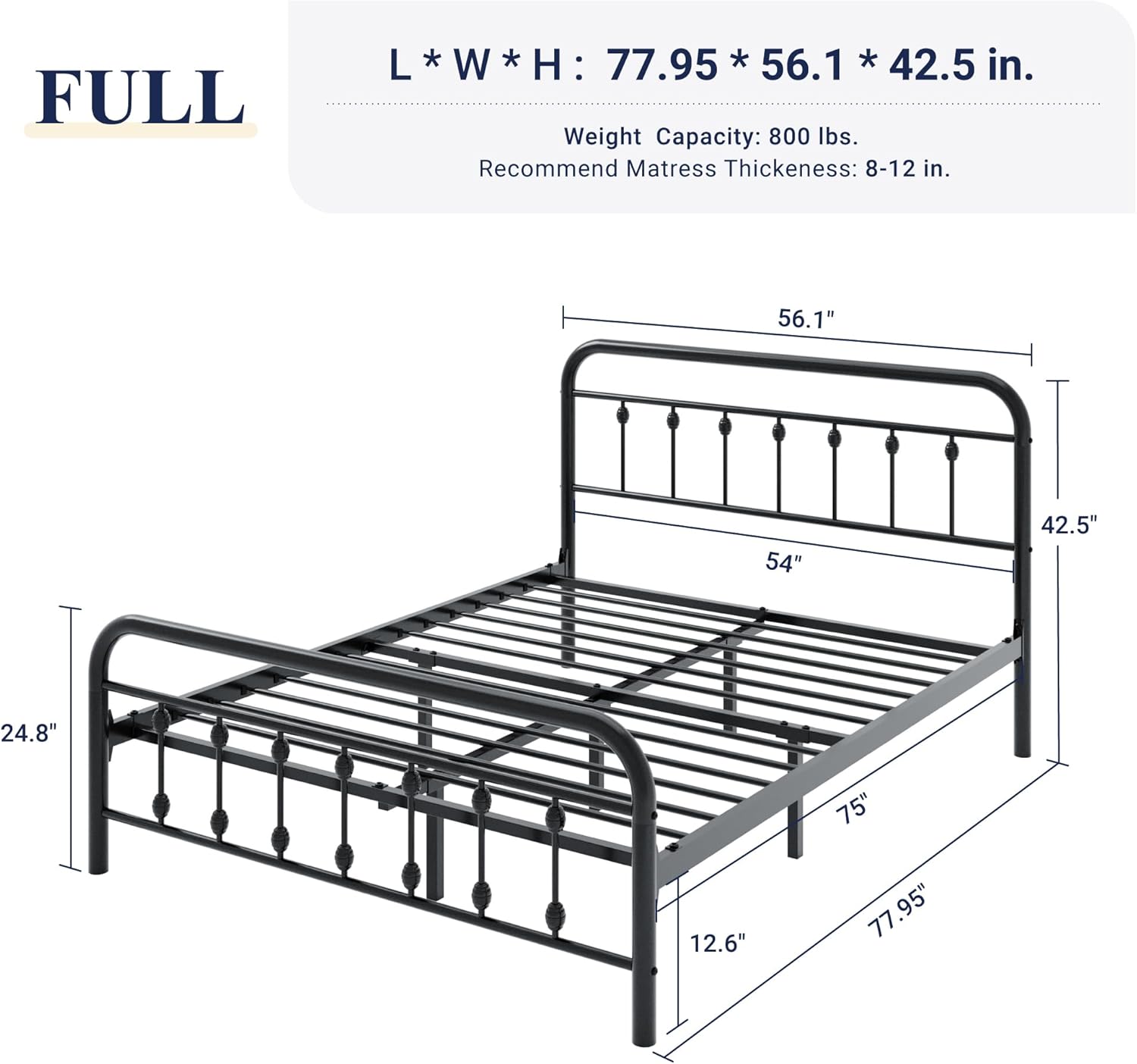 Allewie Full Size Bed Frame Dimensions