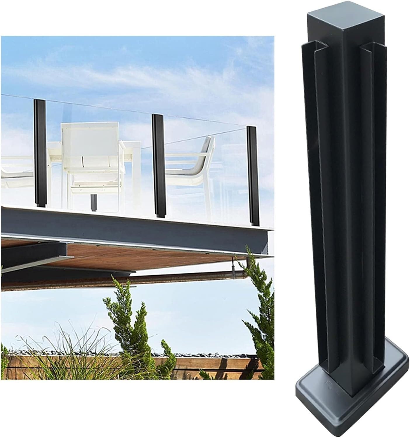 Poste de barandilla de vidrio para kit de balaustrada y plataforma de balcon exterior