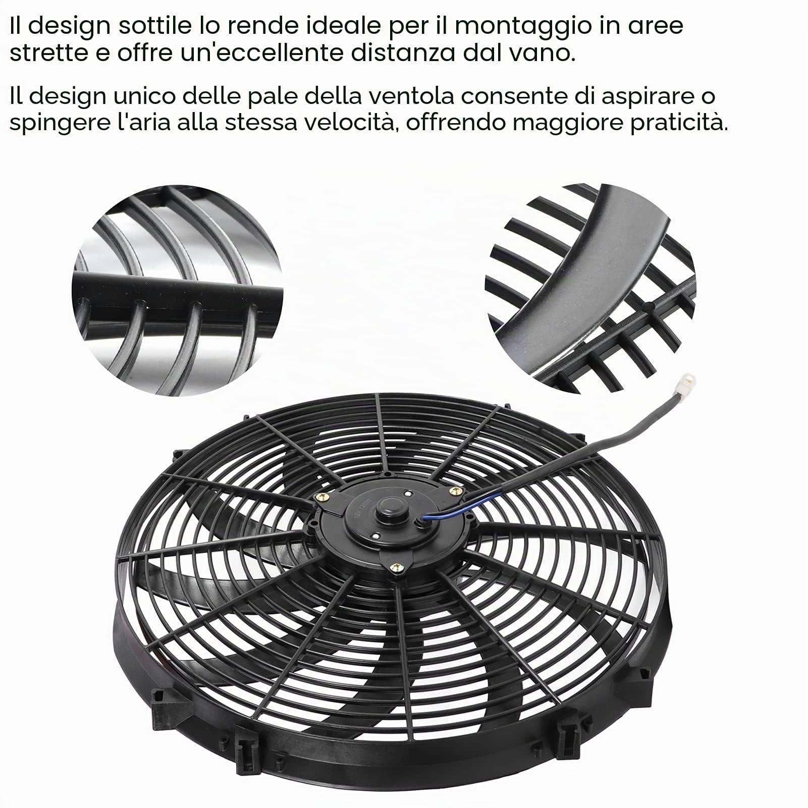 Ventola per Radiatore, Ventola di Raffreddamento per Auto 16 Pollici Ventola Elettrica Ventola Motore Ventola Elettrica Sottile Ventola Aggiuntiva con Kit di Montaggio per