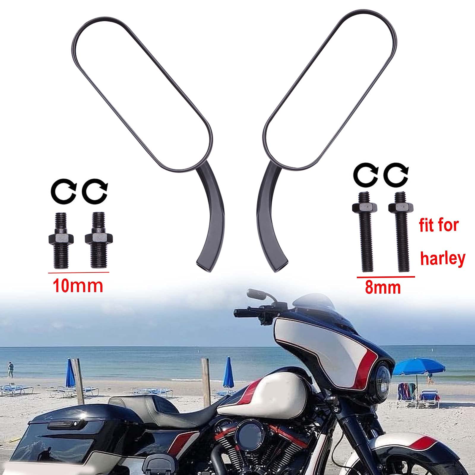 バイクミラー オーバル 左右セット ハーレー8MM 10MM ブラックネイキッド Amazon | バイクミラー オーバル 左右セット ハーレー8MM 10MM