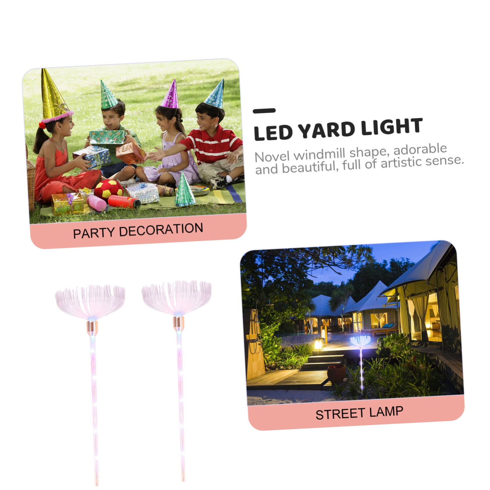 Garneck Solar Fiber Optic Light Jellyfish Garden Decor Outdoor Yard Led Lamp Easy to Install Waterproof Ground Light