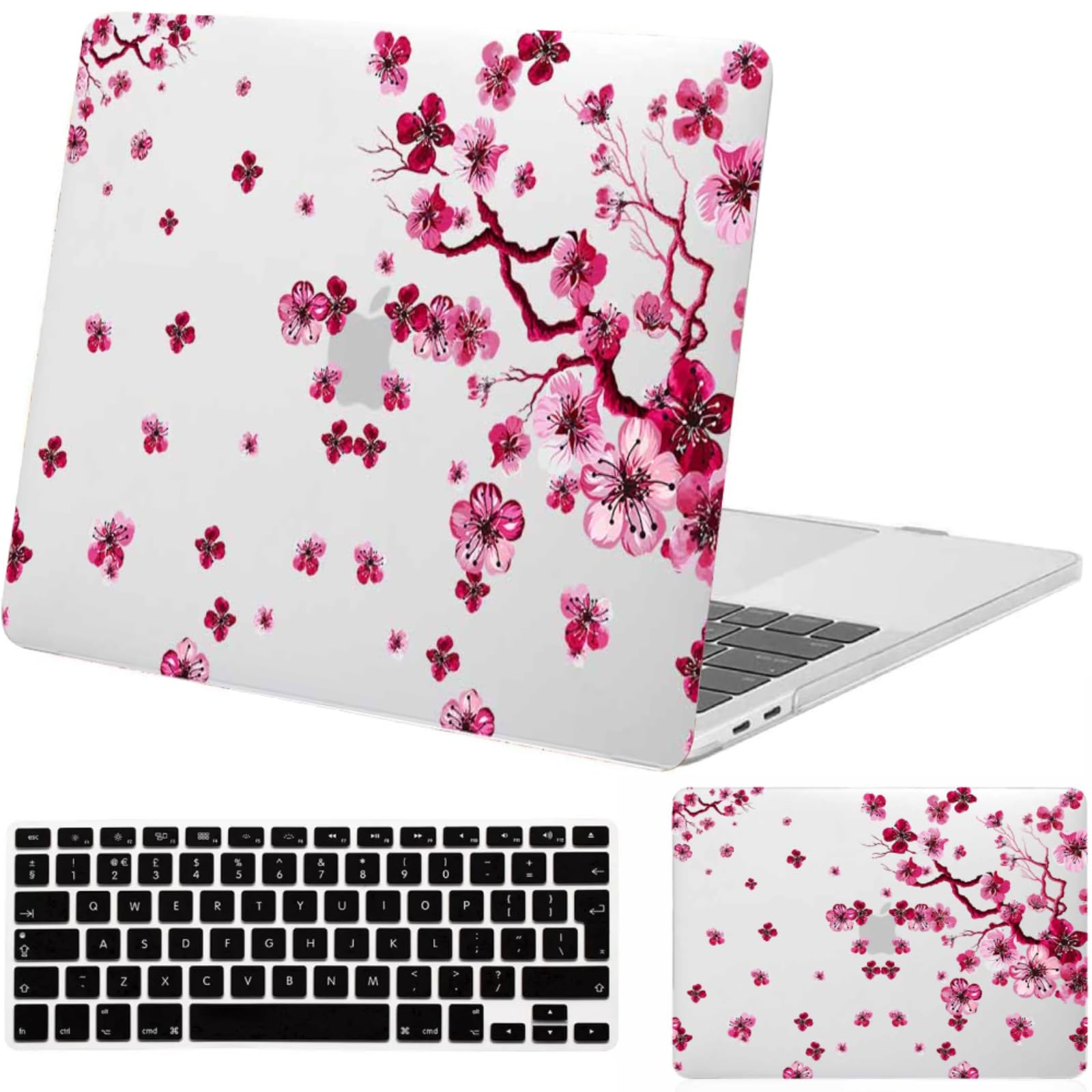 FFBOFFC Coque pour MacBook Air 13/13,6 Pouces (M5/M4/M3/M2, Modèles 2026-2021 A2681 3240 A3113 A3449), Étui Plastique et Housse de Clavier, idéal pour Le Travail, Les Voyages,Fleurs de Prunier