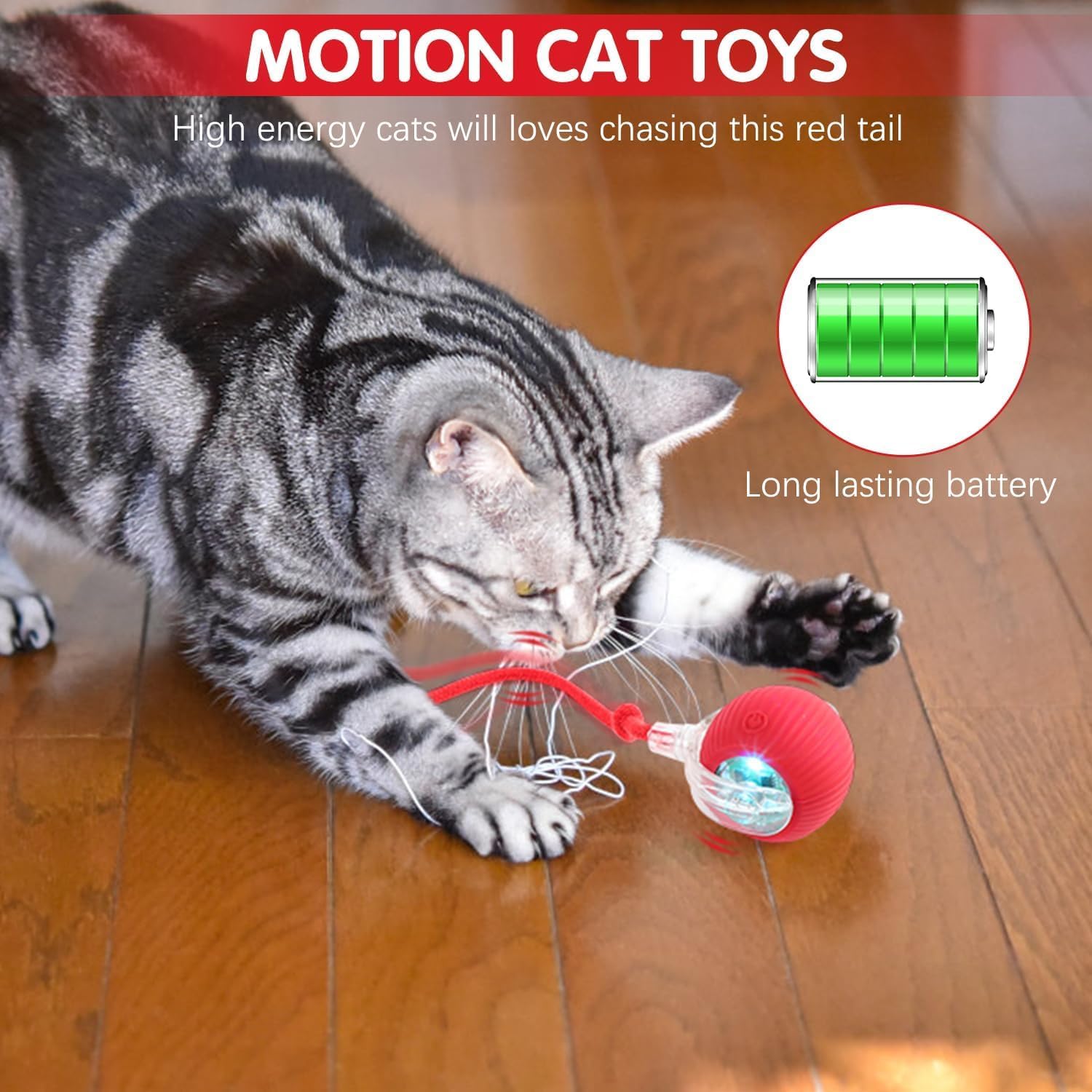 Automatisches interaktives Katzenspielzeug Ball mit Rädern für den Innenbereich, wiederaufladbar, aktivierbar, für den Innenbereich, Spielzeug für den Innenbereich