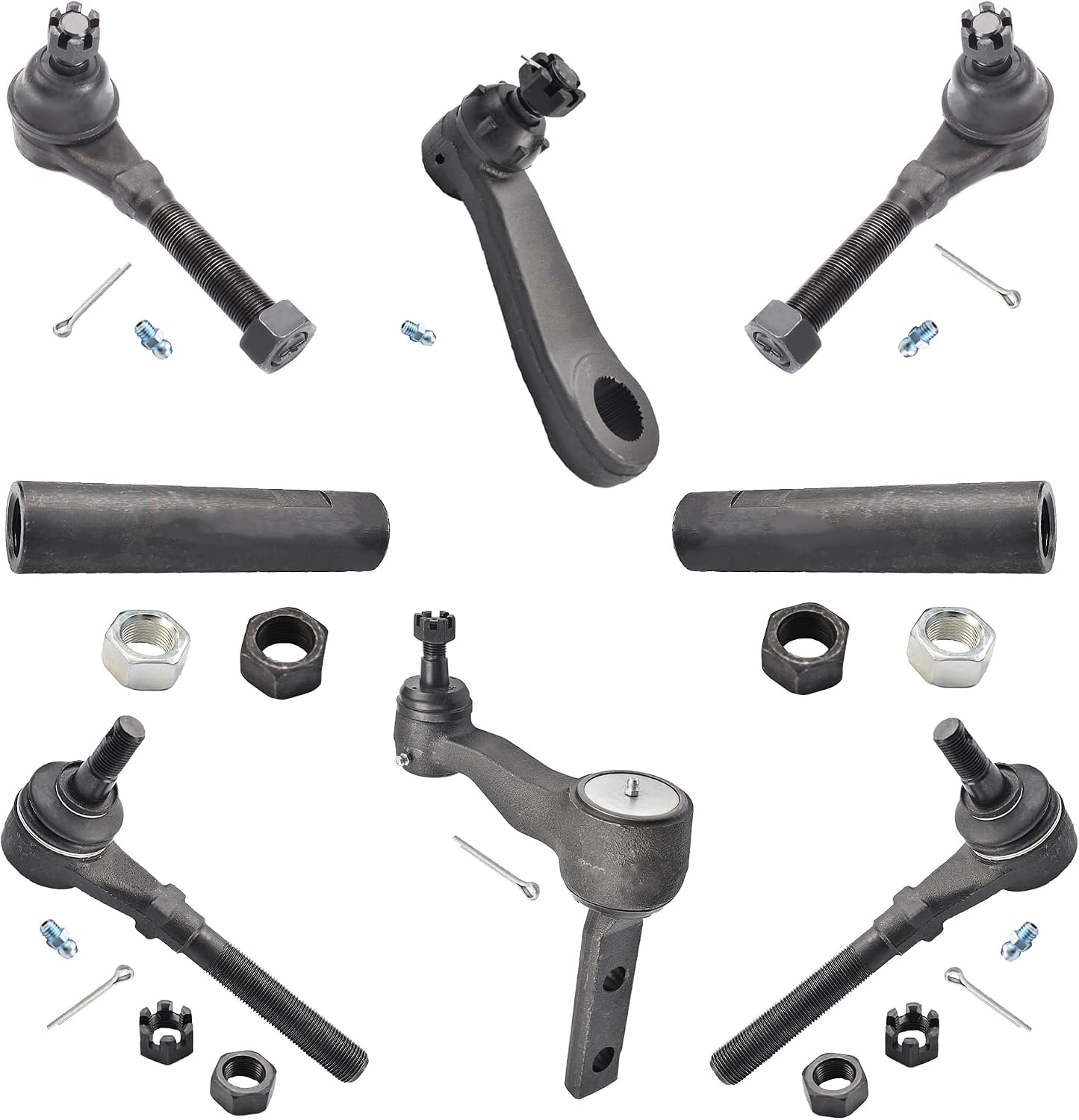 8pcs Front Steering Kit for Ford Expedition F-150 F-250 Lincoln Navigator 1997-2003, Tie Rod End Inner and Outer and Idler Arm Pitman Arm Adjusting Sleeves