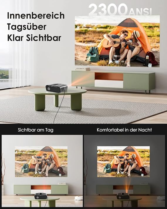 Daylight Projector 4K Ultra HD 2300 ANSI Smart Projector Home Cinema 2 HDMI