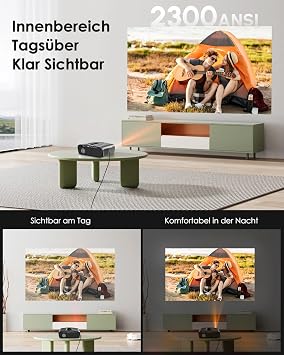 Daylight Projector 4K Ultra HD 2300 ANSI Smart Projector Home Cinema 2 HDMI