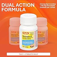 Vista 3 de Rugby Senexon-S - Natural Vegetable Laxative Ingredient Plus Stool Softener, Constipation Relief - Docusate Sodium 50mg, Sennosides 8.6mg - 100