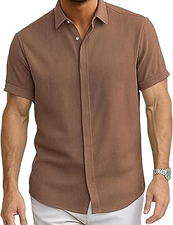 Cotton King Linen Button Down Shirt for Men Men Shirts Short Sleeve - Men's Shirt for Beach Wear - Summer Wear - S to 3XL