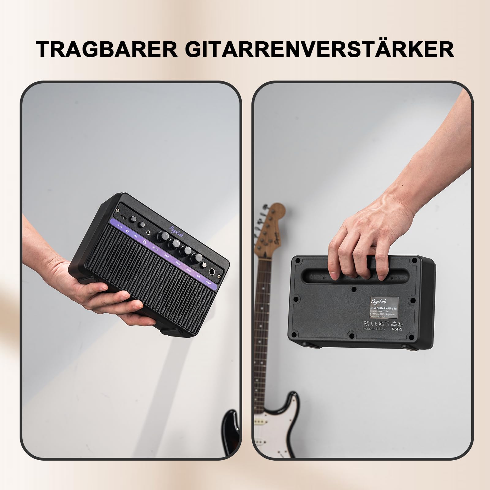 Draagbare modellerende gitaarversterker met Bluetooth van