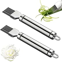 2 Pcs Green Onion Slicer,Green Onion Shredder,Stainless Steel Shredder Knife,Garlic Slicer,Multifunctional Vegetable Cutter For Chives, Zucchini, Potatoes,Carrots Enhance CookingRound Handle