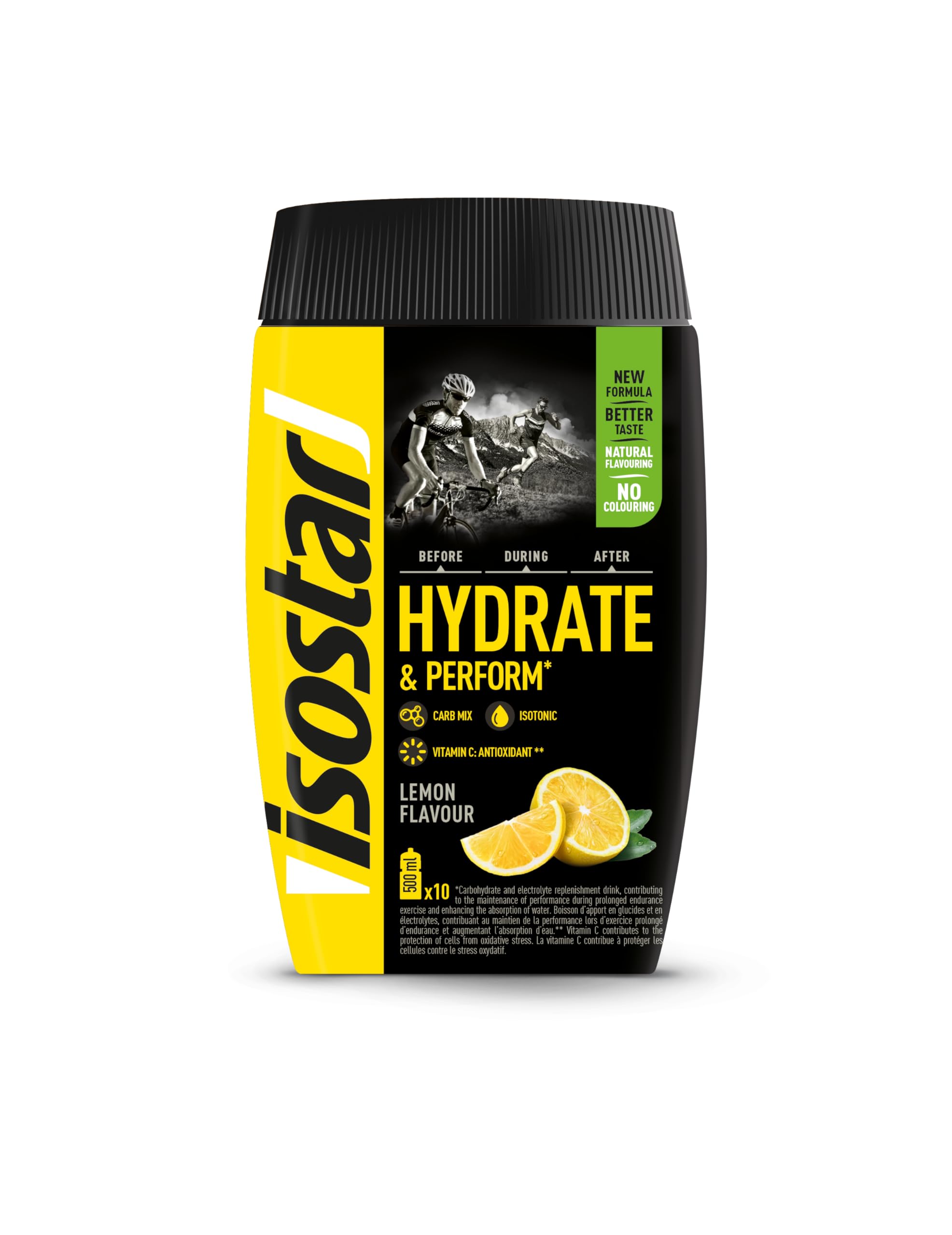 Isostar Hydrate & Perform - 400 g de Bebida Electrolítica Isotónica - Solución Electrolítica para Mejorar el Rendimiento Deportivo - Sabor Limón, 10 raciones