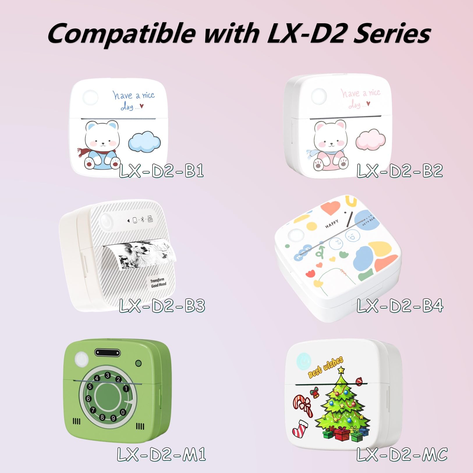 DOLEWA Carta adesiva termica adesiva rosa / verde / viola da 53 mm, 3 rotoli, mini carta termica per stampante, compatibile con Dolewa LX-D2, per appunti, elenchi, adesivi, stampa di foto in bianco e