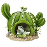 kathson Reptile Tank Decor Lizard Hide and Cave Plants Terrarium Decorations Resin Cactus Desert Aquarium Tank Habitat Accessories for Bearded Dragon Chameleon Leopard Gecko Snake Fish (Ball Cactus)