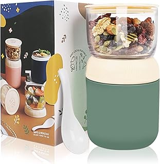 UHAPEER Insulated Yogurt Container, Leakproof Breakfast Cereal Cup, Breakfast on The Go Cup with Lid and Spoon, Portable Overnight Oats Container, Reusable Breakfast Yogurt Pot for Work School Travel
