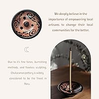 Vista 5 de Luna Sundara Exquisito soporte de incienso hecho a mano: ideal para varillas de incienso y quemadores hechos a mano en chulucanas, Perú por Rojo