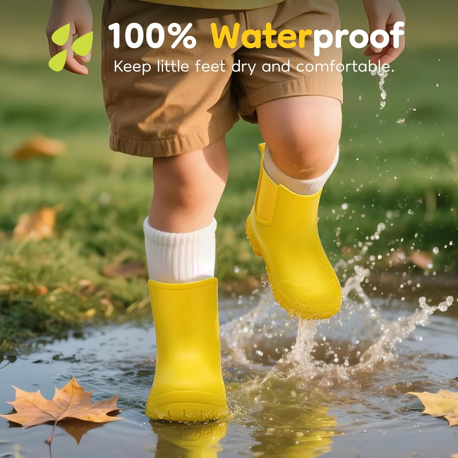 HISEA Toddler Rain Boots for Boys Girls, Kids Chelsea Short Rubber Boots Waterproof Lightweight with Non-slip Outsole for Outdoor Playing - Image 2