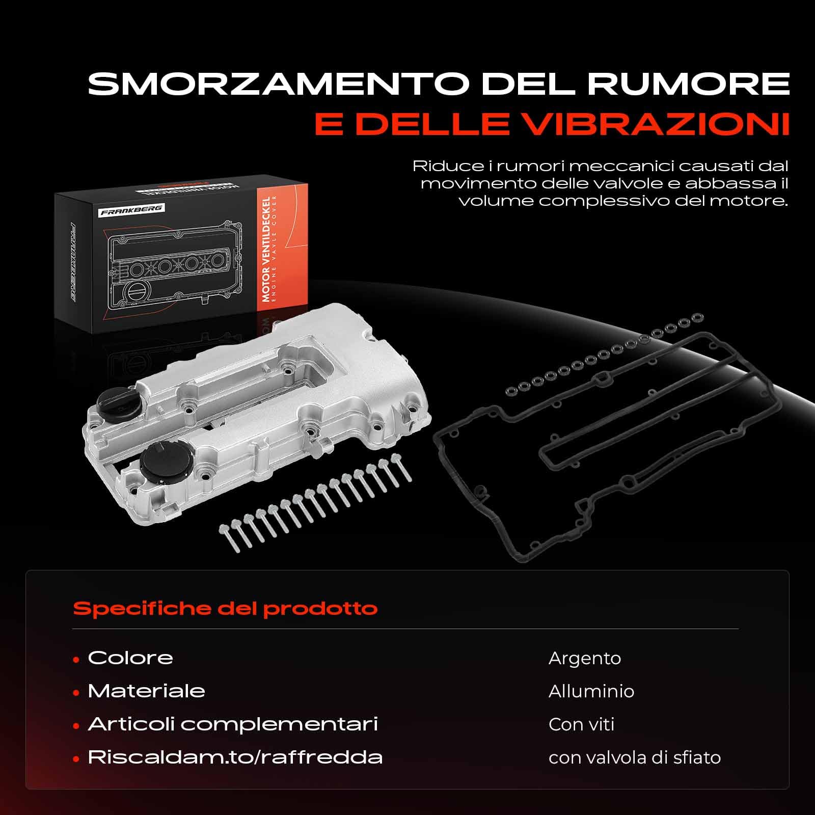 Frankberg Coperchio delle valvole Coperchio della testata con Guarnizione Valvola di sfiato Compatibile con Corsa D S07 Cruze J300 Trax Volt Adam M13 Ampera R12 Astra J P10 Replace# 55573746