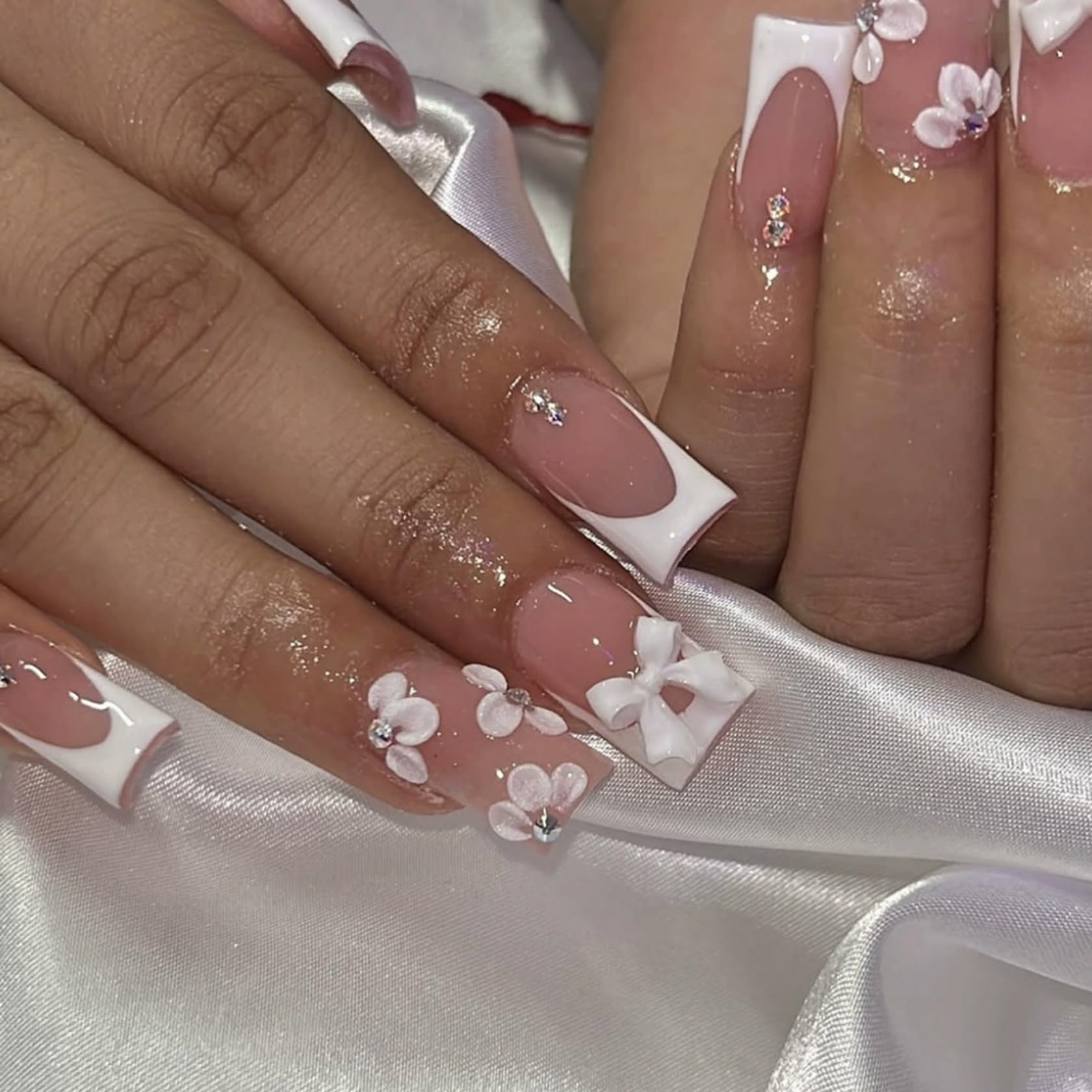 Künstliche Fingernägel Im Ombré-design Mit 3d-blumen Und Gold_voghion.com