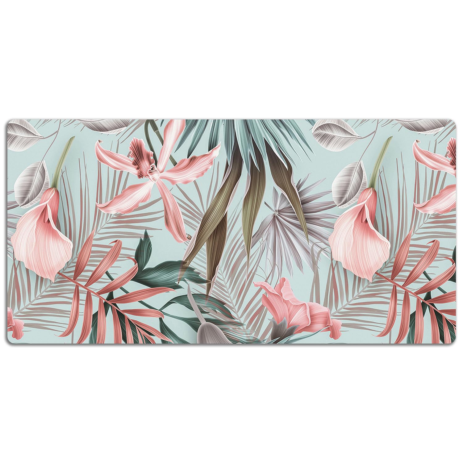 Sottomano da Scrivania 120x60 cm Superficie Protettiva per Ufficio e Casa in Vinile PVC Facile da Pulire Impermeabile Antiscivolo Protezione e Decorazione - Fiori pastello