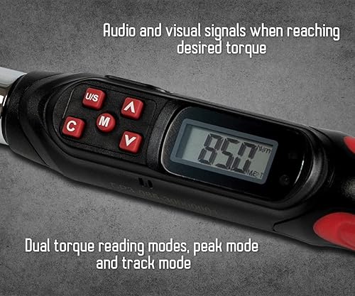 Miniatura 4 de Tapha Herramientas Llave dinamométrica digital de 3/8 pulgadas, 3.1-62.7 ft-lbs (4.2-85 N-m) Rango de torque, tamaño compacto, par de destino fijo,