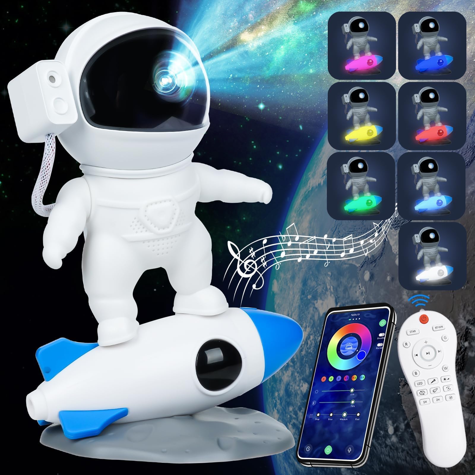 Astronaut Galaxy Projector for Bedroom, Star Projector with Moon Lamp, Led Space Nebula Night Light for for Kids Teen Girls Boys Adults, Living Gaming Room Ceiling Decor, Party, Gifts