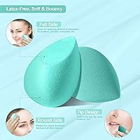 Vista 3 de DUAIU - Juego de 4 esponjas de maquillaje para mezclar base de belleza, impecable para líquidos, crema y polvo, mezcla de aplicación profesional sin