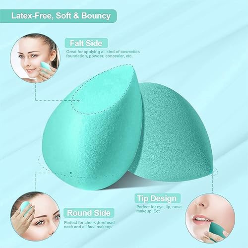 Miniatura 3 de DUAIU - Juego de 4 esponjas de maquillaje para mezclar base de belleza, impecable para líquidos, crema y polvo, mezcla de aplicación profesional sin
