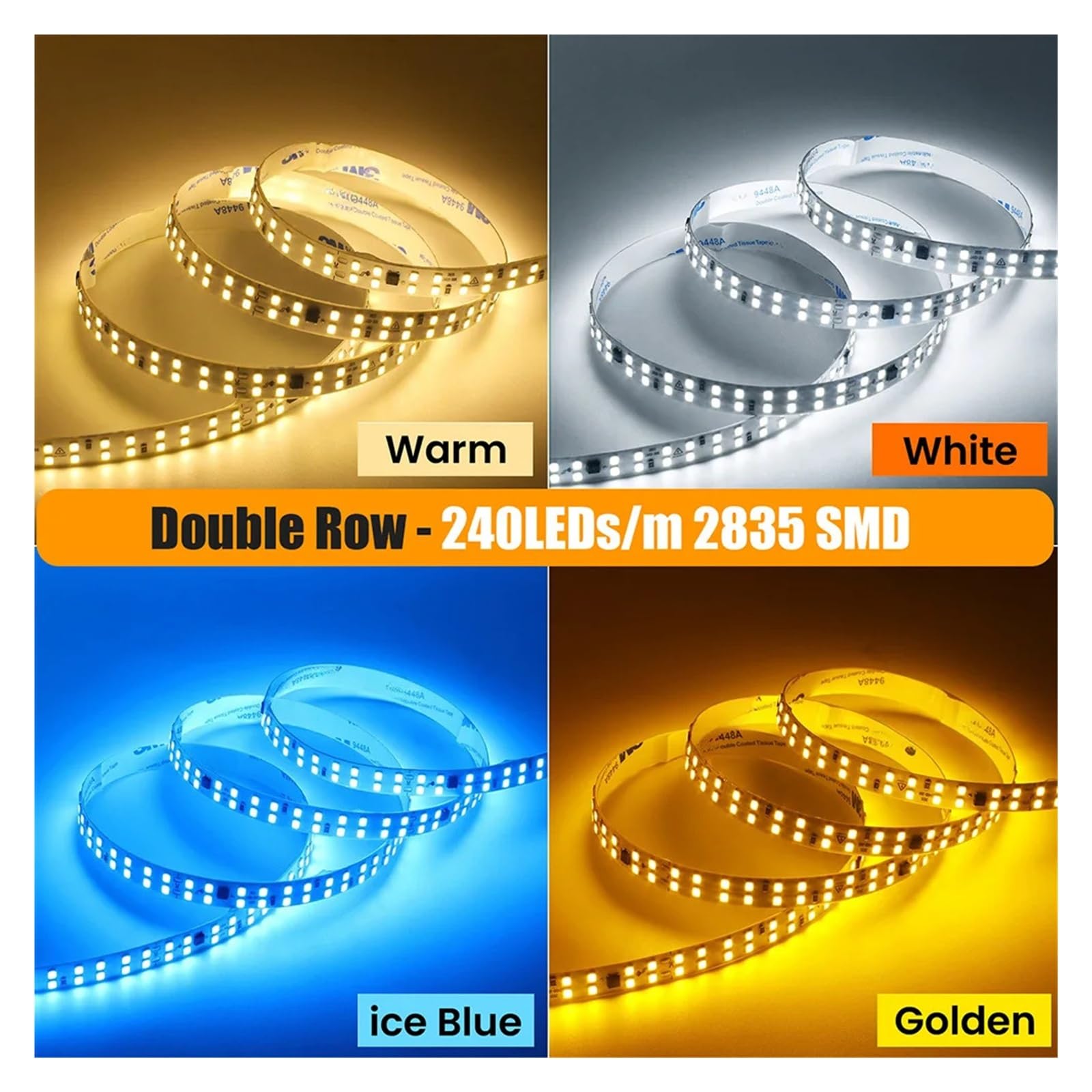 Ozscbuioy 5M 10M 20M 50M AC220V 230V 2835 Striscia LED IP55 Impermeabile 120/240LED/M Nastro adesivo flessibile 9 colori Illuminazione domestica(Natural white,240LED_10M)