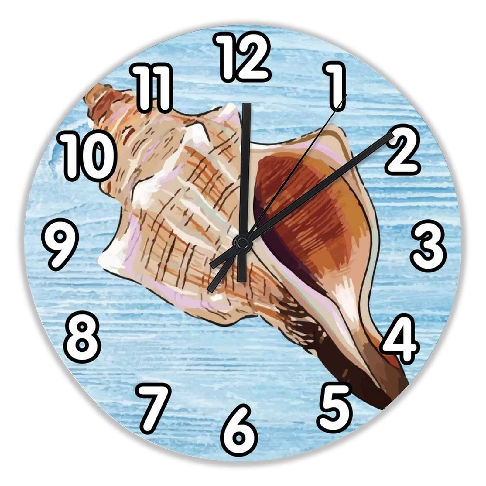 Horloge Murale Silencieuse Océan Ronde 25cm Cuisine Salon - Conque