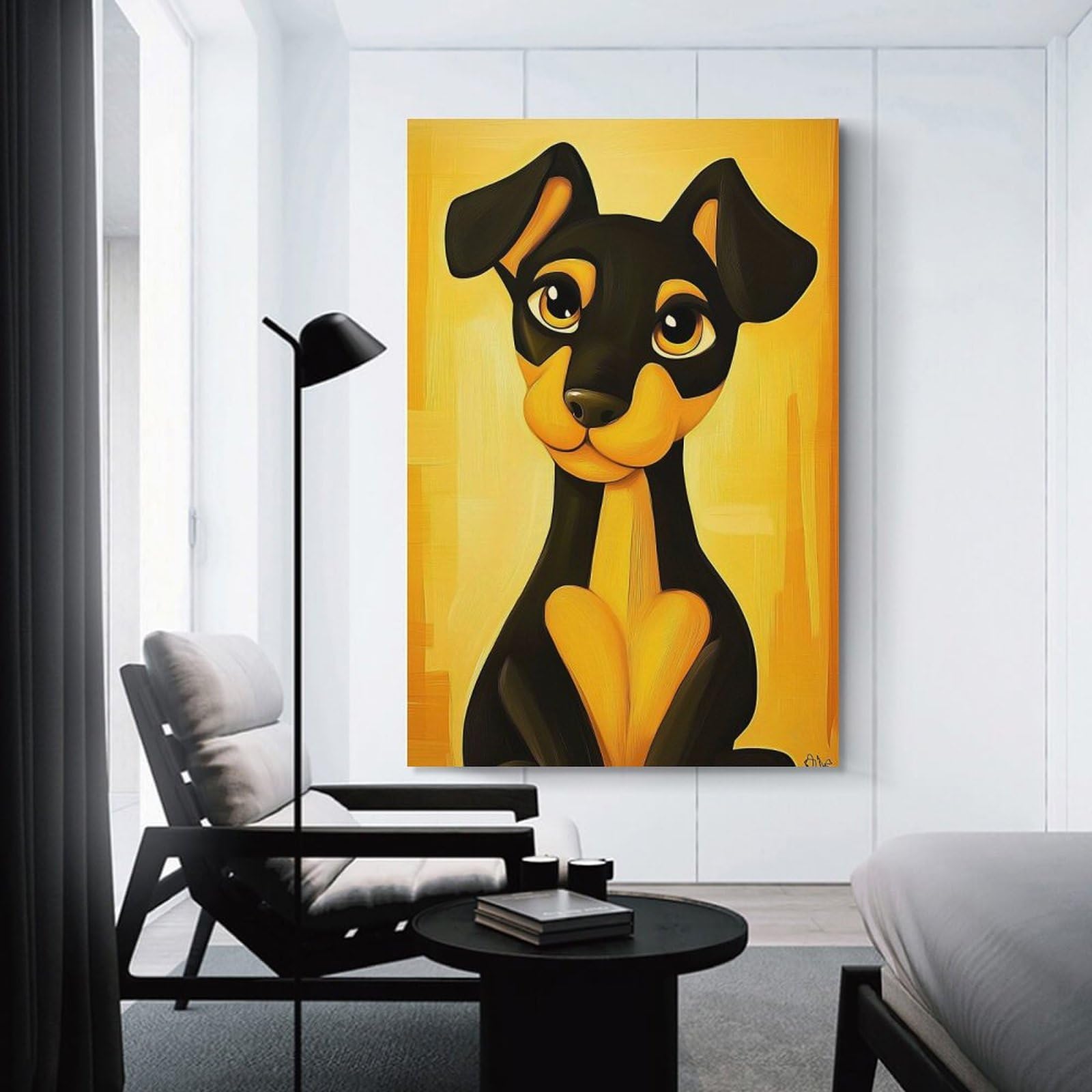 Junmoney Cute Cartoon Dog Hanging Wall Art 20x30inch(50x75cm), for New Homes, Bedrooms Or Workspaces, Thoughtful Wall Decor for Art Lovers