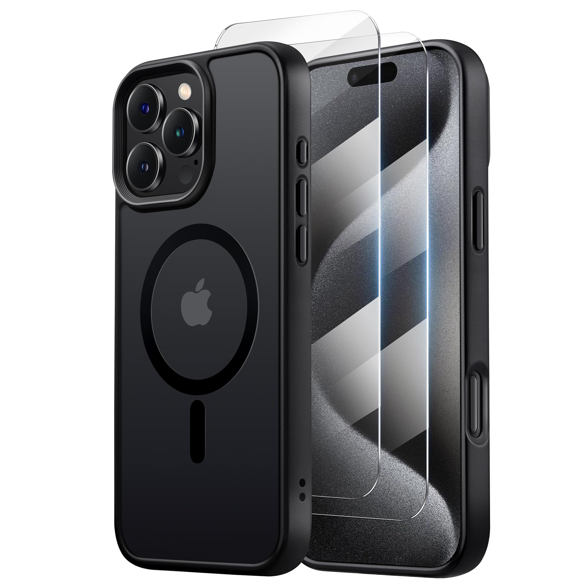 Tigowos Magnetic for iPhone 16 Pro Case Fits MagSafe 16FT Drop Resistant Matte Skin Feeling Back Cover Shockproof Slim Fit for iPhone 16 Pro Phone