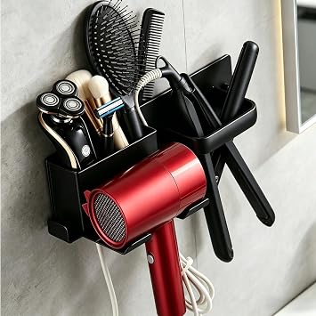 Hair Dryer Holder Wall Mount, Stainless Steel 3-in-1 Hair Tool Organizer